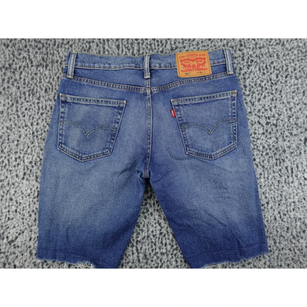 Levi's Denim Cut Off Shorts Mens 32 Blue Good Raw Hem‎ 5 Pocket Casual Summer
